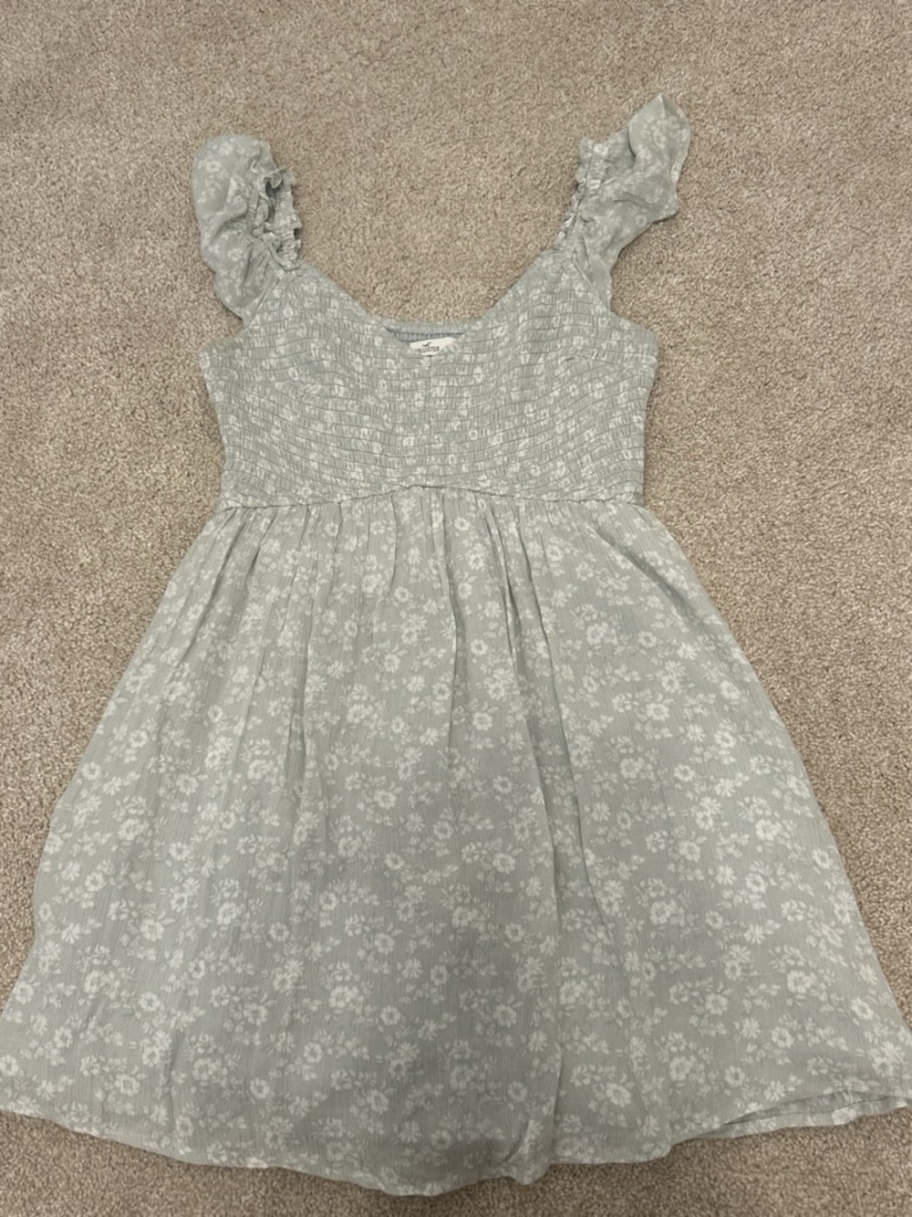 Women’s Light green and blue Floral Ruffle-Sleeve Dress’s